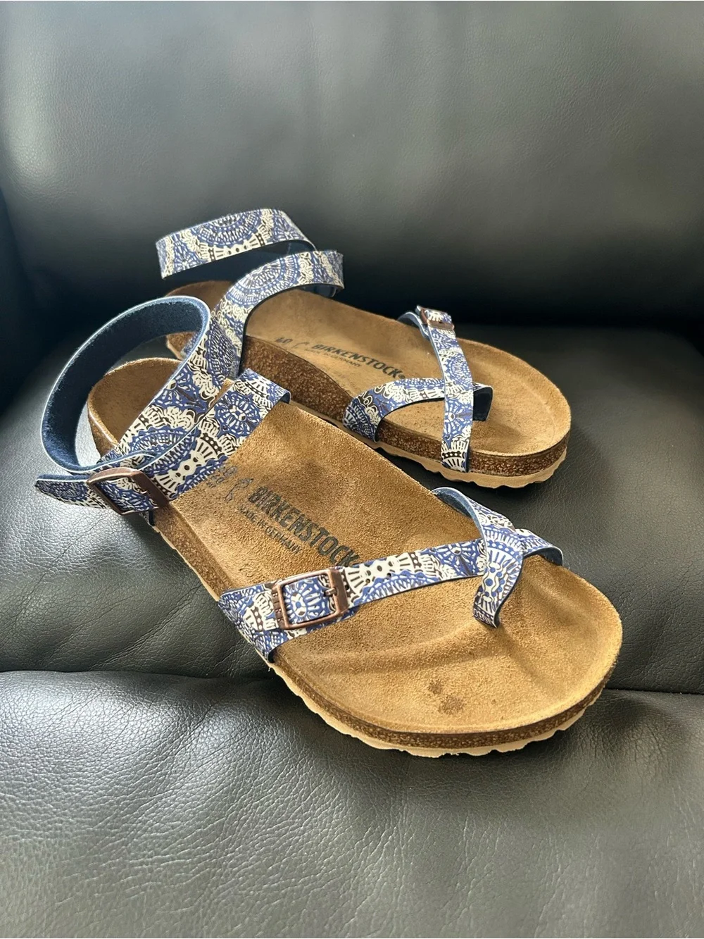 Yara Birkenstocks Rare Blue Print Size 40 - Picture 7 of 13